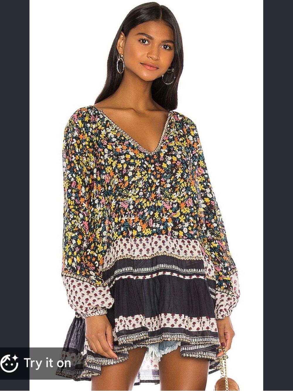 Free people gardenia tunic blouse top womens XS boho peasant